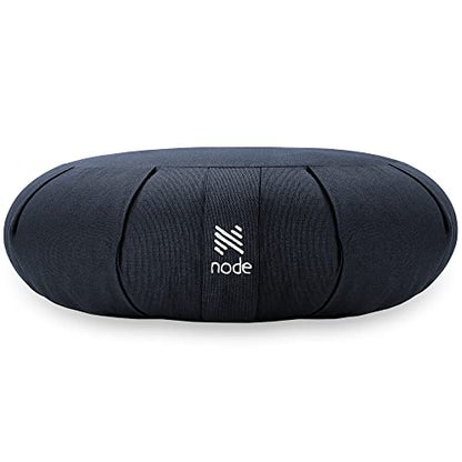 Zafu Meditation Cushion, 15" Round Buckwheat Yoga Pillow with Organic Cotton Cover - color: Midnight Blue