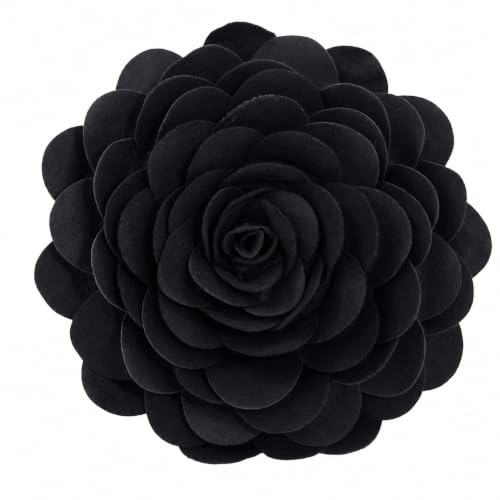 Fennco Styles Eva's Flower Garden Decorative Filled Throw Pillow 13" Round - Black Floral Accent Pillow for Home, Couch, Bed, Living Room, Holiday and Office Décor - color: Black