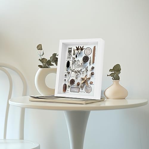 Shadow Box Frame 8x10 - 3 Pack Wood Deep Shadowbox with Glass Shadow Boxes Display Cases Suitable for Photos, Dried Flowers, Handicrafts Picture Frames for Wall (White) - size: 8x10-3pcs-white