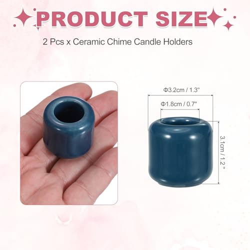 uxcell 2 Pcs Ceramic Chime Candle Holders, Small Ceramic Candle Holders for Birthday Parties Dinners Weddings Table Centerpiece Gatherings Anniversaries Occasions, Dark Blue - color: Dark Blue