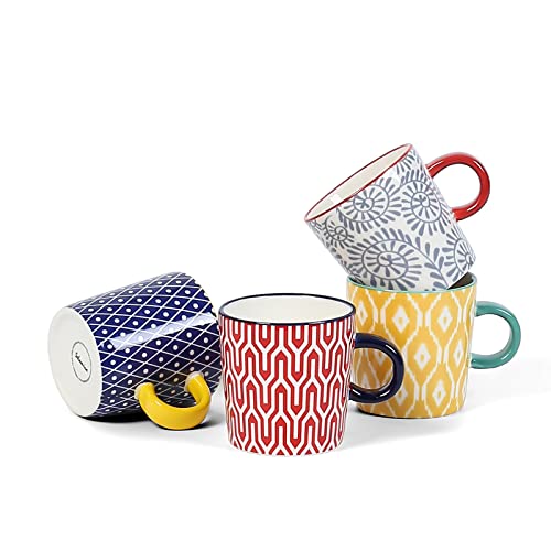 Selamica Ceramic 3.5 Oz Espresso Cups, Set of 4, Assorted Colors | Espresso Mugs 2.5 Inch Demitasse Cups, Mini Coffee Cups for Latte Mocha Lungo Tea - color: Assorted Colors, size: 3.5 Oz