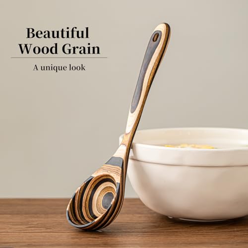 Gudamaye Pakkawood Deep Soup Ladles, 10.6 inch Big Wooden Ladle for Cooking, Wooden Kitchen Utensils Set - style: 1 PC Pakkawood Ladle