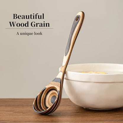 Gudamaye Pakkawood Deep Soup Ladles, 10.6 inch Big Wooden Ladle for Cooking, Wooden Kitchen Utensils Set - style: 1 PC Pakkawood Ladle