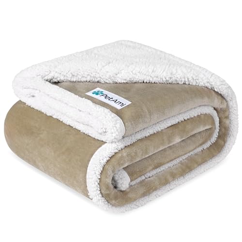 PetAmi Waterproof Dog Blanket for Small Dog Puppy Cat, 29x40, Taupe | 460 GSM Sherpa Fleece Reversible, Pee Proof Pet Blanket, Furniture Protector Cover for Couch Sofa Kennel, Washable - color: Taupe, size: Medium 29 X 40 Inches