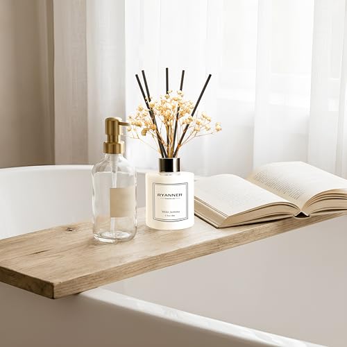 Flower Reed Diffuser Set,5.1 fl oz White Jasmine Scent Diffuser with Sticks Home Fragrance Reed Diffuser with Essential Oil for Bathroom Shelf Decor&Air Freshener,Home Bathroom Office Decor