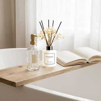 Flower Reed Diffuser Set,5.1 fl oz White Jasmine Scent Diffuser with Sticks Home Fragrance Reed Diffuser with Essential Oil for Bathroom Shelf Decor&Air Freshener,Home Bathroom Office Decor