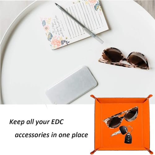 Valet Tray Desktop Storage Organizer – Vegan Leather Catchall Bedside Vanity Tray Nightstand Caddy Holder for Remote Controller, Watch, Keys, Phone, Wallet, Coin, Jewelry, Beige - color: Beige