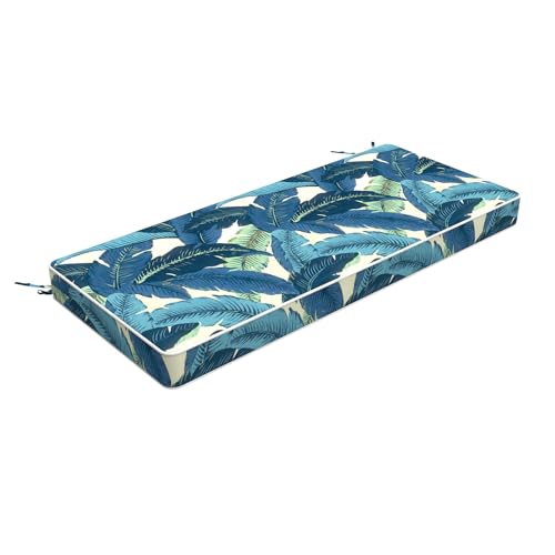 LVTXIII Bench Cushion with Ties, 42x18 Inch Water-Repellent Patio Furniture Cushion, 3" Thick Foam Pad for Outdoor Indoor Window Seat, Porch Swing, Loveseat, Swaying Palms Blue - color: Swaying Palms Blue, size: 42"x18"x3"