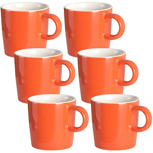 homEdge Mini Porcelain Espresso Cup, 4 Ounces / 120 ml Tiny Ceramic Coffee Mugs Demitasse for Espresso, Tea- Set of 6, Orange - color: Orange