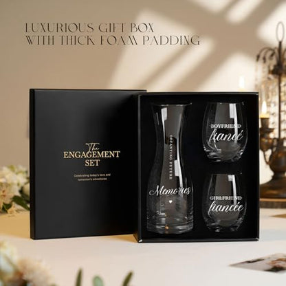 AW BRIDAL Engagement Gifts for Couples Wine Glasses Set, 2026 Fiance Gifts for Women and Newly Wed, Wedding Gift for Bride and Groom, Wine Decanter Set for Engagement and Bridal Shower - style: Wine Decanter-Fiance