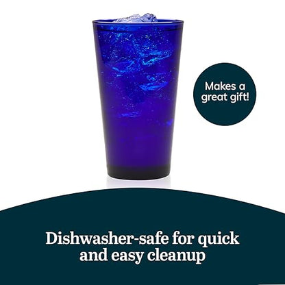 Libbey Cobalt Flare Drinking Glasses Set of 8, Classic Design Glass Cups for Soda, Water, Iced Tea and More, Dishwasher Safe Glass Cup Set for Beverages - color: Cobalt Flare