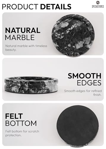 Marble Jewelry Dish, 5" Handmade Black Ring Tray | Handmade trinket holder for earrings, necklaces, keys & candles, Catchall dish for vanity, nightstand & gift for women - color: Black