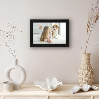 Americanflat 5.5x8.5 Picture Frame - Engineered Wood - Black | Shatter-resistant glass, wall or tabletop display with included easel, sawtooth hangers included - color: Black, size: 5.5x8.5