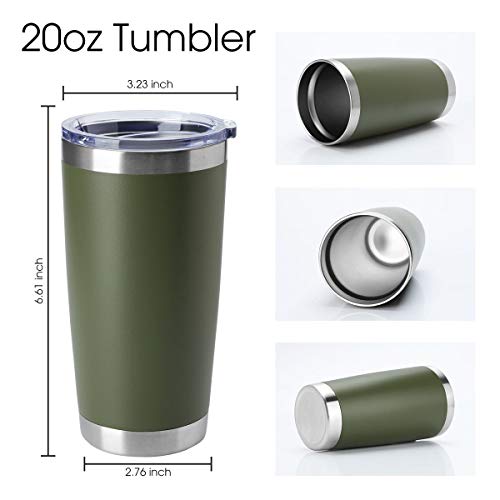 HASLE OUTFITTERS 20oz Stainless Steel Tumblers Bulk, Insulated Travel Cup with Lid, Double Wall Vacuum Coffee Mug for Cold & Hot Drinks 4 Pack, Army Green - color: Army Green-A, size: 4 Count (Pack of 1)