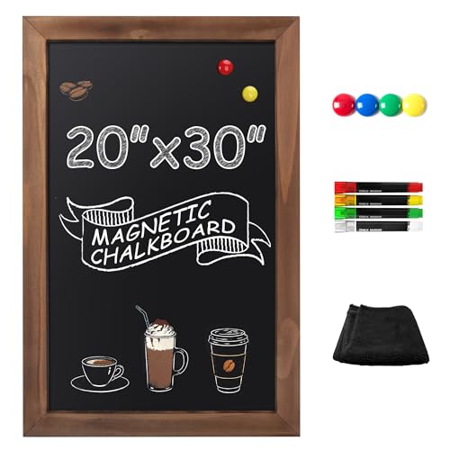 SELEAD Magnetic Chalkboard Words Sign - 20" x 30", Brown Solid Wood Frame | Rustic Wall Decor Bulletin Chalk Board Menu Pizarra for Home Kitchen, Business, Restaurant, Farmhouse - color: Rustic Brown, size: 20"W x 30"H