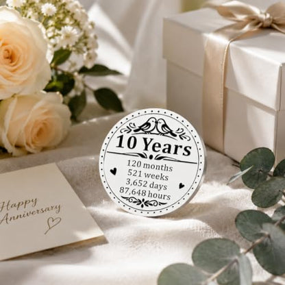 10 Year Anniversary Tin Gifts for Him Her, 10th Anniversary Wedding Gifts | Ten Year Anniversary Coin Gift for Women Men Couple Husband Wife, Halloween Basket Stuffers Christmas Valentine’s Day Gift