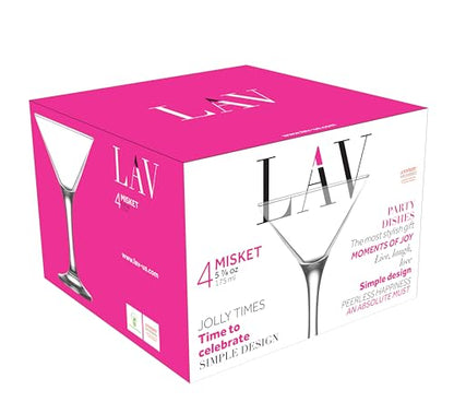 LAV Martini Glasses Set of 4 - Martini Cocktail Glass Set 6 oz - Cosmopolitan Glasses for Elegant Cocktails - Classic Cocktail Glasses with Chic Design for Home Parties - style: Fine
