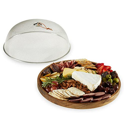 Twine Modern Manor Slate & Acacia Wooden Charcuterie Board With Dome Cover, Outdoor Entertaining Cheese Board, Snack Platter, 3-Piece Set - style: Modern Manor Slate
