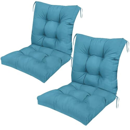Outdoor Chair Cushions Set of 2 with Ties Non Slip Teal Blue Waterproof Tufted Patio Wicker Chair Cushion Replacement for Outdoor Rattan Wood Dining Wicker Chairs 41.7 * 20.8 * 3.9" - color: Teal Blue