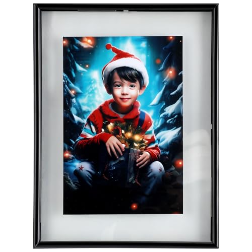 Wall Floating Frame, 6"×8", Black, Wall Mounting or Wall Leaning, For Photo 6×8, 5×7, 4×6, Classy for Festival, Wedding, Home or Office Décor - color: Black, size: 6"×8"