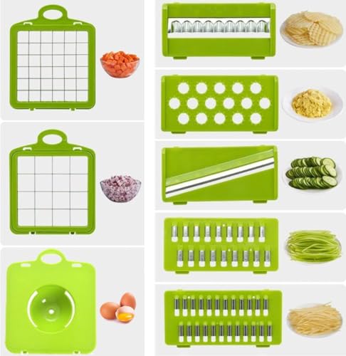 Multifunctional Pro-Series 14-in-1 Vegetable Chopper, Mandoline Slicer set, Veggie Chopper, Food Chopper with Container, Vegetable Cutter & Spiralizer for Onion Salad Home Essential Gadget & Kitchen