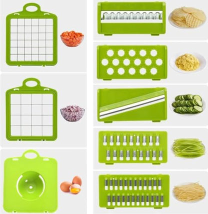 Multifunctional Pro-Series 14-in-1 Vegetable Chopper, Mandoline Slicer set, Veggie Chopper, Food Chopper with Container, Vegetable Cutter & Spiralizer for Onion Salad Home Essential Gadget & Kitchen
