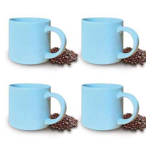15 oz coffee mug set of 4 stackable heavy ceramic mug for Tea Milk Latte, Dishwasher, Microwave safe, blue - color: Blue