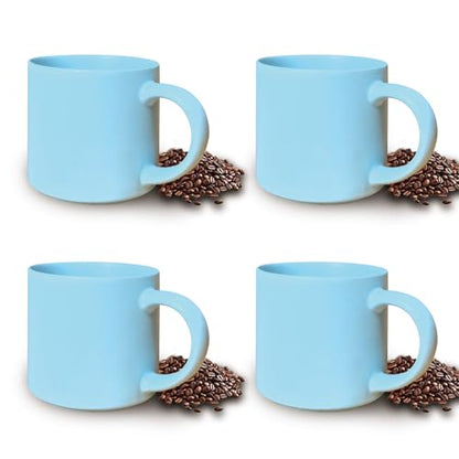 15 oz coffee mug set of 4 stackable heavy ceramic mug for Tea Milk Latte, Dishwasher, Microwave safe, blue - color: Blue