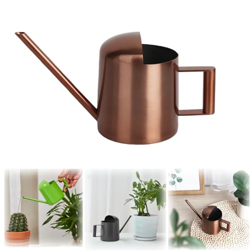Watering Can for Indoor Plants, Small Watering Cans Sprinkling Pot for Greenhouse Garden Flower Plants, Stainless Steel Long Spout Water Can for Outdoor Watering Plants, 300ML/0.08 Gallon (Copper) - color: Copper