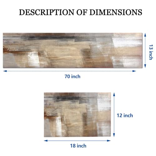 Mcalk Brown Table Runner and Placemats Set of 6 Pieces, Beige Placemats Modern Art,Abstract Art Cloth Place Mats Indoor for Kitchen,Washable Placemats Linen Material for Dining Table - color: 01brown and Grey