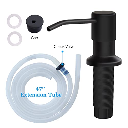 Soap Dispenser for Kitchen Sink and Extension Tube Kit, Stainless Steel Countertop SoapDispenser with 47 Inches Tube Connects Directly to Soap Bottle, Hand and Dish Soap Dispenser Pump （Black） - color: Black