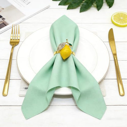 Tropical Lemon Napkin Rings Set of 6 Sparkly Rhinestone Fruit Napkin Holders for Summer Beach Wedding Pool Party Fall Garden Holiday Gatherings Rustic Farmhouse Daily Table Decor - style: Lemon