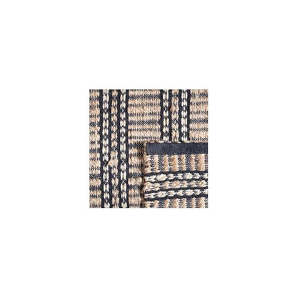 SAFAVIEH Natural Fiber Collection Area Rug - 6'6" Square, Black & Natural, Handmade Flat Weave Stripe Jute & Cotton Jute, Ideal for High Traffic Areas in Living Room, Bedroom (NFB651Z) - color: Black/Natural, size: 6'6" x 6'6" (Square)