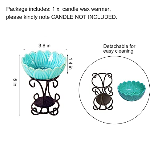 Tealight Wax Warmer Oil Burner, Iron Wax Melter Tea Light Holder, Wax Melt Burner Candle Wax Warmer Non Electric Oil Warmer (Turquoise) - color: Turquoise