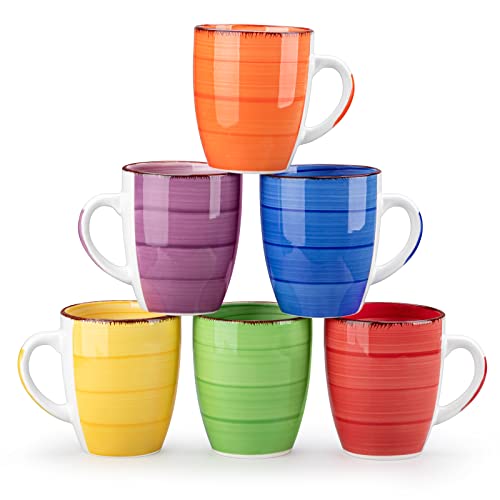 vancasso Bonita 12 Oz Coffee Mugs Set of 6, Ceramic Coffee Cups for Cappuccino, Latte, Tea, Cocoa, Warm Color - color: Multicolor, size: 12oz