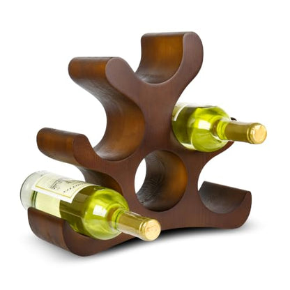 Countertop Wine Rack - 6 Bottle Wooden Wine Rack - Freestanding Wine Bottle Holder Stand - Wine Storage Rack for Cabinet Pantry Bar Kitchen - color: Walnut Brown
