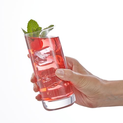 JoyJolt Faye 13oz Highball Glasses, 6pc Tall Glass Sets. Lead-Free Crystal Drinking Glasses. Water Glasses, Mojito Glass Cups, Tom Collins Bar Glassware, and Mixed Drink Cocktail Glass Set - style: Tall glasses