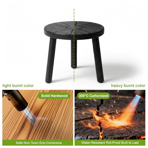 Wood Plant Stands 3-Pack Indoor, Plant Stool, Black | Premium carbonized pine with moisture-resistant, burr-free finish, Snap together in 60 seconds, no tools needed - color: Black, size: 3-Pack