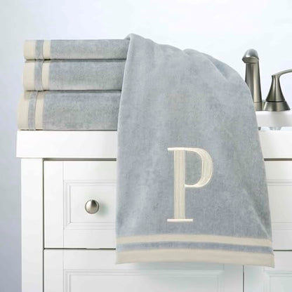 Avanti Linens - Towel Set, Soft & Absorbent Cotton, Embroidered Bathroom Decor, Set of 5 (Monogram Collection, Initial P) - style: P