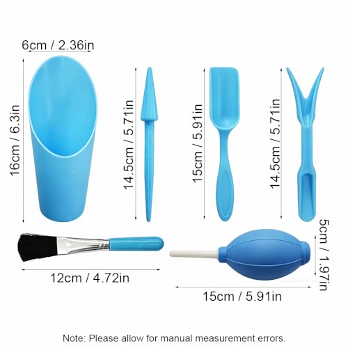 6 Pcs Space Saving Mini Plant Gardening Tools Complete Function Lightweight Handheld Tools for Indoor Desktop Green Plant Daily Caring Work (Blue) - color: Blue
