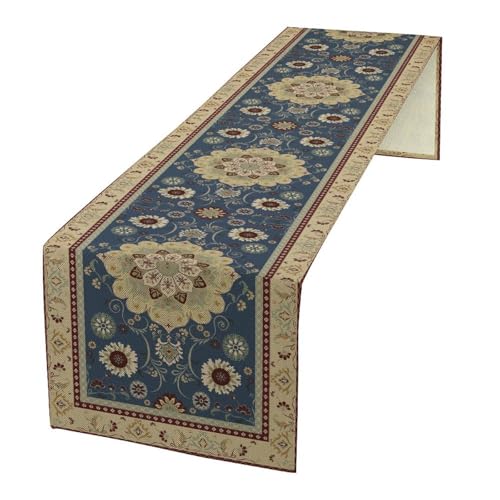 Vintage Boho Floral Table Runner, Elegant Rustic Country Farmhouse Blue Yellow Retro Flower Pattern for Home Kitchen Table Decor Dining Coffee Room Party Decor 13x36in - color: Vintage-13, size: 13x36in