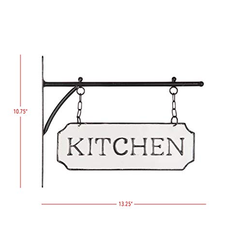 Foreside Home & Garden White and Black Enamel Kitchen Wall Sign on Metal Hanger - style: Kitchen