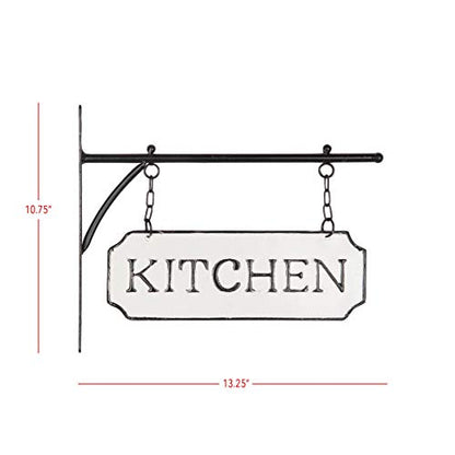 Foreside Home & Garden White and Black Enamel Kitchen Wall Sign on Metal Hanger - style: Kitchen