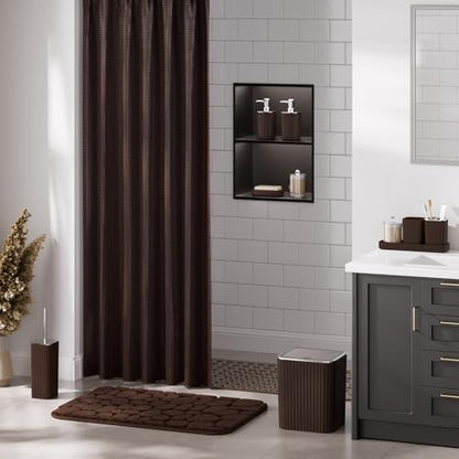 XLHOMO 26PC Bathroom Accessories Set - Gorgeous Brown Bathroom Set, Bathroom Accessory Set, Shower Curtain Set with Bathtub Mats for Shower Tub, Trash Can & Soap Dispenser - size: Bath Set+Bathtub Mat+Shower Curtain&Rugs, style: Brown&Silver