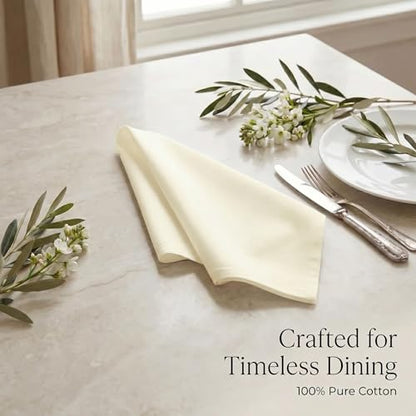 Urban Villa Cloth Napkins Cotton 20x20 (Set of 12) Ivory - color: 021 Off White, size: 20" x 20" (Set of 12)