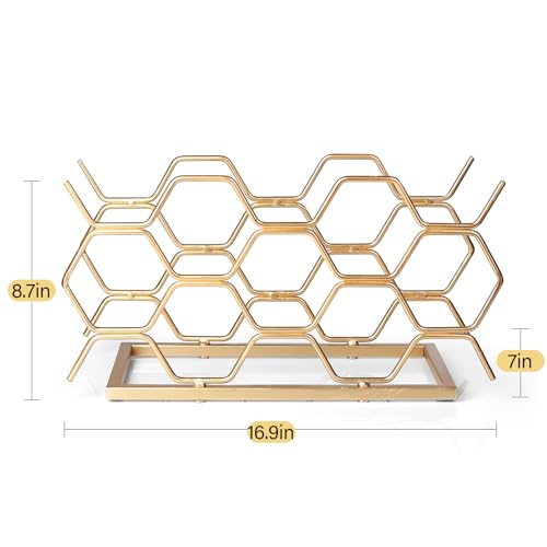 Countertop Wine Rack - 10 Bottle Freestanding Modern Gold Metal Small Wine Rack - Tabletop Wine Holder Stand for Cabinet, Pantry, Wine Bottle Storage…… - color: C-gold 10btl