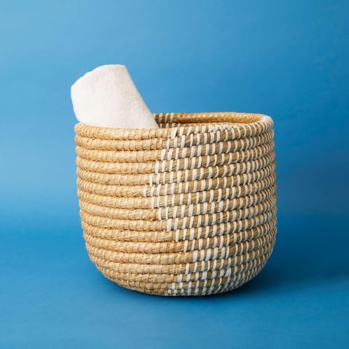 Small Grass Gold Ribbon Basket (12" Medium) - size: 12" Tall