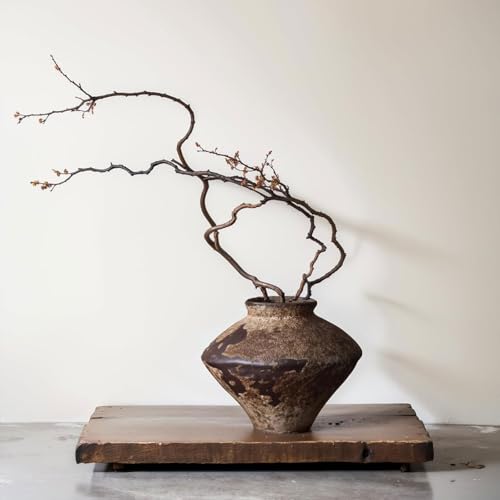 Wabi Sabi Rusty Vintage Vase, 6.3" Tall Wabi Sabi Decor Rustic Farmhouse Pottery Vase for Centerpiece, Textured Pottery Flower Vases for Home Decorative, Table, Living Room, Bedroom, Bathroom, Kitchen - color: Black Brown, size: 6.3 in