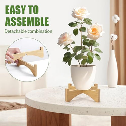 2 Packs Wooden Plant Stand Indoor Single Holder, Modern Flower Pot Stand Outdoor Riser, Short Plant Pedestal Fits 5.9''/15 CM Rack Table Base Home Garden Decor