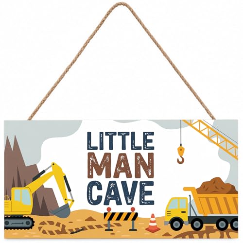 Construction Little Man Cave Wooden Sign Home Wall Decor Rustic Farmhouse living room Decor home kitchen Wall Art Sign - color: Black